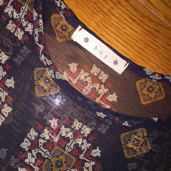 Navy blue boho chic blouse - Picture 3 of 3